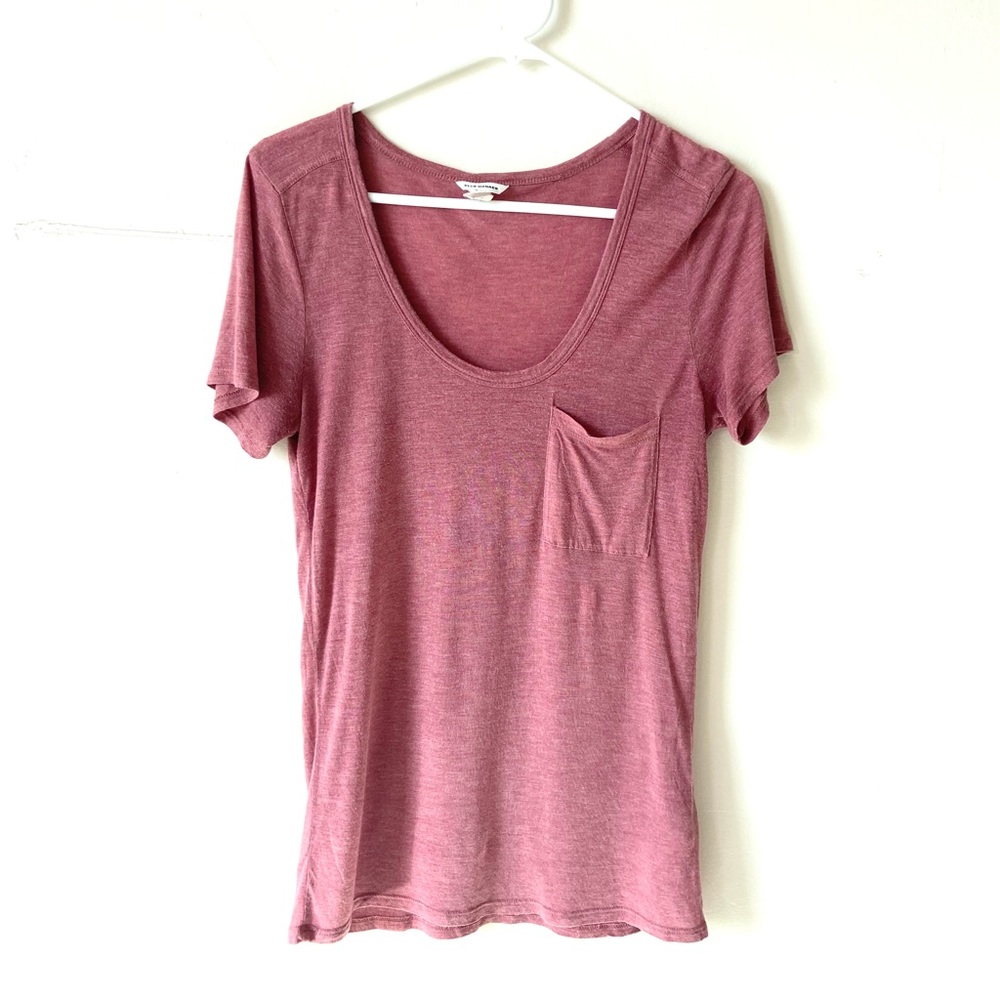 🌷8/25🌷Club Monaco Dark warm pink modal pocket t-medium